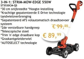 Promoties 3-in-1: strim-mow-edge 550w st5530cm-qs - Huismerk - Crea Home - Geldig van 04/04/2016 tot 30/04/2016 bij Crea Home