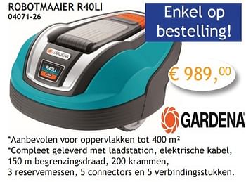 Promoties Gardena robotmaaier r40li - Gardena - Geldig van 04/04/2016 tot 30/04/2016 bij Crea Home