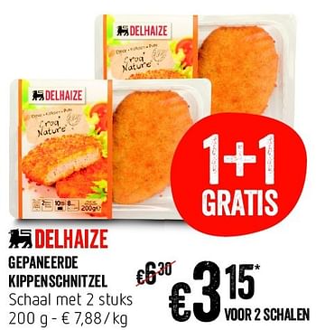 Promoties Gepaneerde kippenschnitzel - Huismerk - Delhaize - Geldig van 14/04/2016 tot 20/04/2016 bij Delhaize