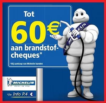 Promoties Tot 60 euro aan brandstofcheques - Michelin - Geldig van 13/04/2016 tot 12/05/2016 bij Auto 5