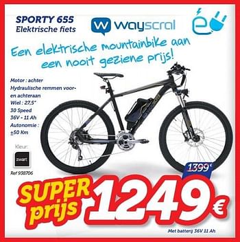 Promoties Sporty 655 elektrische fiets - Wayscrall - Geldig van 13/04/2016 tot 12/05/2016 bij Auto 5