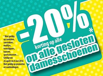 Promoties -20% korting op alle op alle gesloten damesschoenen - Huismerk - Vatana - Geldig van 26/04/2016 tot 08/05/2016 bij Vatana