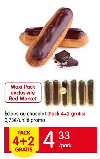 Promotions Éclairs au chocolat - Produit Maison - Red Market - Valide de 05/05/2016 à 11/05/2016 chez Red Market