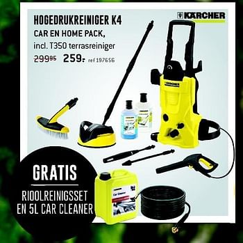Promoties Karcher hogedrukreiniger k4 car en home pack t350 terrasreiniger - Kärcher - Geldig van 09/05/2016 tot 05/06/2016 bij Freetime