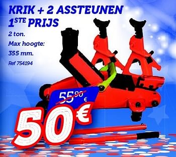 Promoties Krik + 2 assteunen 1ste prijs - Huismerk - Auto 5  - Geldig van 13/05/2016 tot 12/06/2016 bij Auto 5