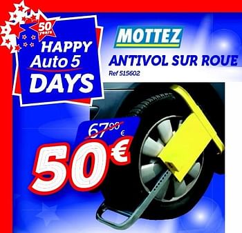 Promotions Antivol sur roue - Mottez - Valide de 13/05/2016 à 12/06/2016 chez Auto 5
