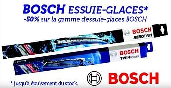 Promotions -50% sur la gamme d`essuie-glaces bosch - Bosch - Valide de 13/05/2016 à 29/05/2016 chez Auto 5