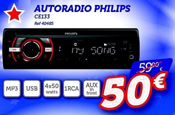 Promotions Autoradio philips ce133 - Philips - Valide de 13/05/2016 à 12/06/2016 chez Auto 5