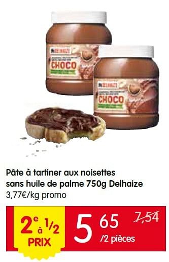 Promotions Pâte à tartiner aux noisettes sans huile de palme delhaize - Delhaize - Valide de 12/05/2016 à 18/05/2016 chez Red Market