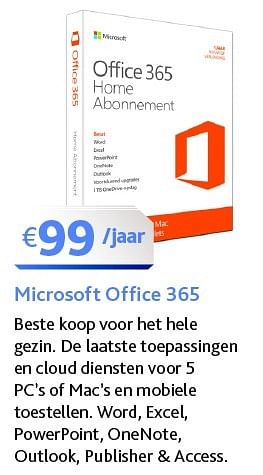 Promoties Microsoft office 365 - Microsoft - Geldig van 01/05/2016 tot 31/05/2016 bij Connect IT