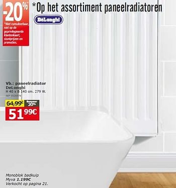 Promoties Paneelradiator delonghi - Delonghi - Geldig van 17/05/2016 tot 06/06/2016 bij BricoPlanit