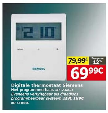 Promoties Digitale thermostaat siemens - Siemens - Geldig van 17/05/2016 tot 06/06/2016 bij BricoPlanit