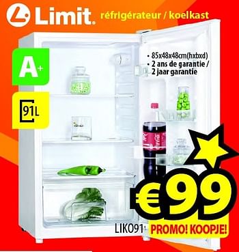 Promoties Limit réfrigérateur - koelkast liko91 - Limit - Geldig van 20/05/2016 tot 30/06/2016 bij ElectroStock
