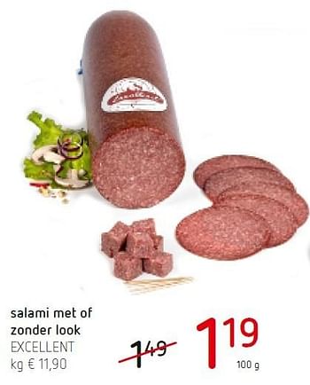 Promoties Salami met of zonder look excellent - Excellent - Geldig van 19/05/2016 tot 01/06/2016 bij Eurospar (Colruytgroup)