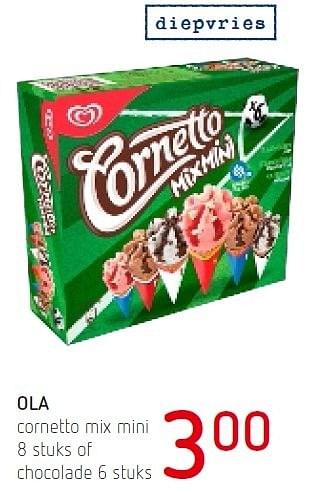 Promoties Ola cornetto mix mini 8 stuks of chocolade - Ola - Geldig van 19/05/2016 tot 01/06/2016 bij Eurospar (Colruytgroup)