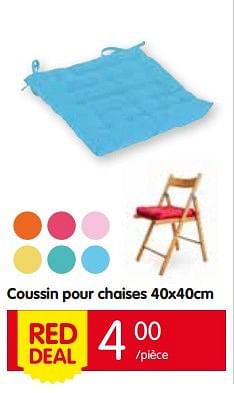 Promotions Coussin pour chaises - Produit Maison - Red Market - Valide de 26/05/2016 à 01/06/2016 chez Red Market