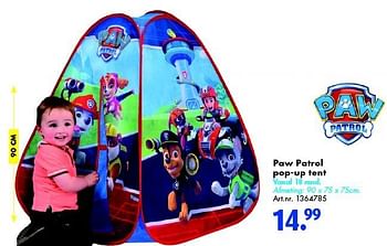 wacht Lotsbestemming twee weken PAW PATROL Paw patrol pop-up tent - Promotie bij Bart Smit