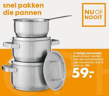 zoet Slot Robijn Huismerk - Hema 3-delige pannenset - Promotie bij Hema