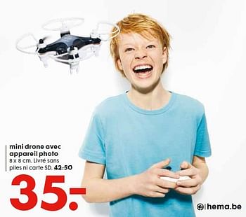 begaan Teleurstelling daar ben ik het mee eens Produit maison - Hema Mini drone avec appareil photo - En promotion chez  Hema