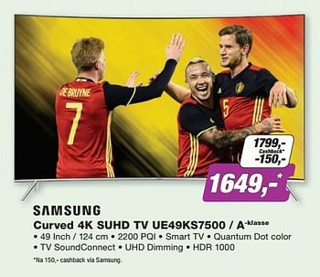 Promoties Samsung curved 4k suhd tv ue49ks7500 - a-klasse - Samsung - Geldig van 30/05/2016 tot 29/06/2016 bij ElectronicPartner