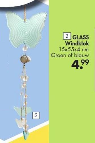 Promoties Glass windklok - Huismerk - Casa - Geldig van 30/05/2016 tot 28/06/2016 bij Casa