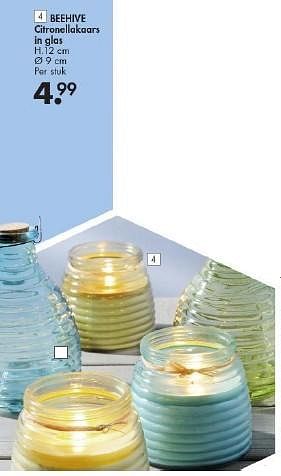 Promoties Beehive citronellakaars in glas - Huismerk - Casa - Geldig van 30/05/2016 tot 28/06/2016 bij Casa