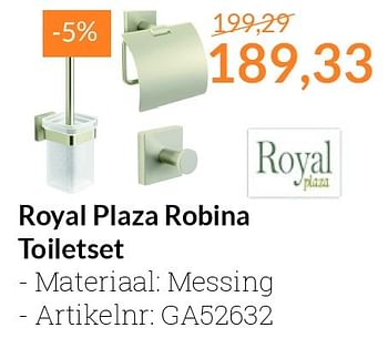 Promotions Royal plaza robina toiletset - Royal Plaza - Valide de 01/06/2016 à 30/06/2016 chez Magasin Salle de bains