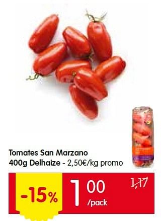 Promotions Tomates san marzano delhaize - Delhaize - Valide de 02/06/2016 à 08/06/2016 chez Red Market