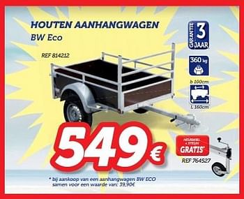 Promoties Houten aanhangwagen bw eco - Huismerk - Auto 5  - Geldig van 13/06/2016 tot 07/07/2016 bij Auto 5