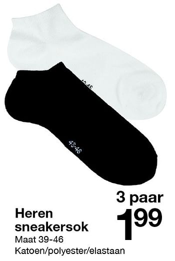Promoties Heren sneakersok - Huismerk - Zeeman  - Geldig van 11/06/2016 tot 17/06/2016 bij Zeeman