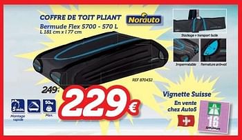 Promotions Coffre de toit pliant bermude flex 5700 - Norauto - Valide de 13/06/2016 à 07/07/2016 chez Auto 5