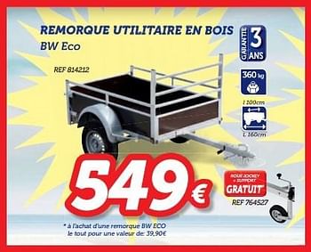 Promotions Remorque utilitaire en bois bw eco - Produit maison - Auto 5  - Valide de 13/06/2016 à 07/07/2016 chez Auto 5