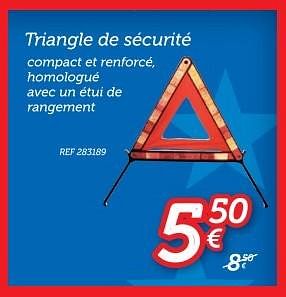 Promotions Triangle de sécurité - Produit maison - Auto 5  - Valide de 13/06/2016 à 07/07/2016 chez Auto 5