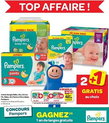 Promotion Carrefour Action Langes Baby Dry Active Fit Baby Dry Pants Et New Baby Pampers Pampers Bebe Et Grossesse Valide Jusqua 4 Promobutler