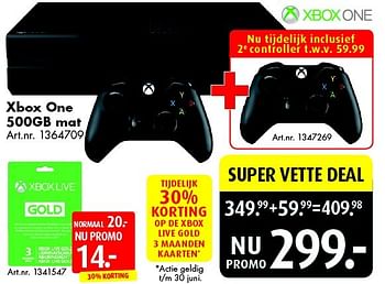 Promoties Xbox one 500gb mat - Microsoft - Geldig van 11/06/2016 tot 26/06/2016 bij Bart Smit