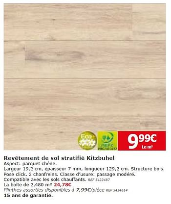 Promotions Revêtement de sol stratifié kitzbuhel - Produit maison - BricoPlanit - Valide de 21/06/2016 à 18/07/2016 chez BricoPlanit