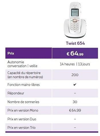 Promotions Twist 654 - Huismerk - Proximus - Valide de 01/06/2016 à 30/06/2016 chez Proximus