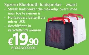 Promoties Spzero bluetooth luidspreker zwart - Antec - Geldig van 01/06/2016 tot 30/06/2016 bij Compudeals