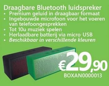 Promoties Draagbare bluetooth luidspreker - Antec - Geldig van 01/06/2016 tot 30/06/2016 bij Compudeals