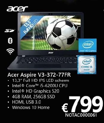 Promoties Acer aspire v3-372-77fr - Acer - Geldig van 01/06/2016 tot 30/06/2016 bij Compudeals