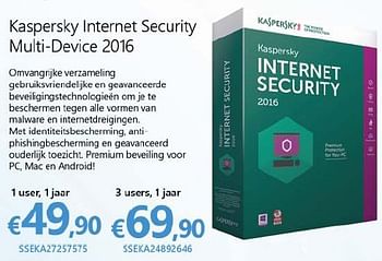 Promoties Kaspersky internet security multi-device 2016 - Kaspersky - Geldig van 01/06/2016 tot 30/06/2016 bij Compudeals