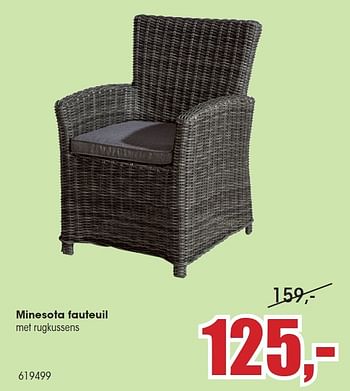 Promoties Minesota fauteuil met rugkussens - Huismerk - Multi Bazar - Geldig van 24/06/2016 tot 31/07/2016 bij Multi Bazar