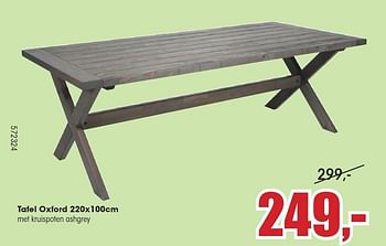 Promoties Tafel oxford met kruispoten ashgrey - Huismerk - Multi Bazar - Geldig van 24/06/2016 tot 31/07/2016 bij Multi Bazar