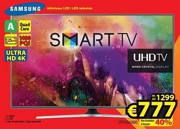 Promoties Samsung téléviseur led - led-televisie ue50ju6800 - Samsung - Geldig van 27/06/2016 tot 31/07/2016 bij ElectroStock