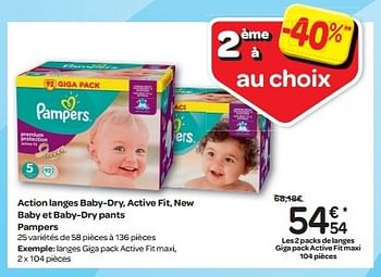 Promotion Carrefour Action Langes Baby Dry Active Fit New Baby Et Baby Dry Pants Pampers Pampers Bebe Grossesse Valide Jusqua 4 Promobutler