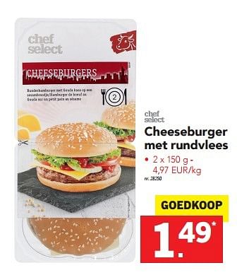 Chef select Cheeseburger met rundvlees - Promotie bij Lidl | Chef Select