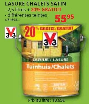 Promoties Lasure chalets satin - V33 - Geldig van 01/05/2016 tot 31/12/2016 bij Dema