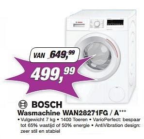 Promoties Bosch wasmachine wan28271fg - a+++ - Bosch - Geldig van 01/07/2016 tot 31/07/2016 bij ElectronicPartner
