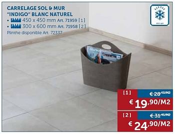 Promotions Carrelage sol + mur indigo blanc naturel - Produit maison - Zelfbouwmarkt - Valide de 28/06/2016 à 25/07/2016 chez Zelfbouwmarkt