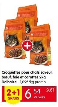 Promotions Croquettes pour chats saveur boeuf, foie et carottes delhaize - Delhaize - Valide de 30/06/2016 à 06/07/2016 chez Red Market